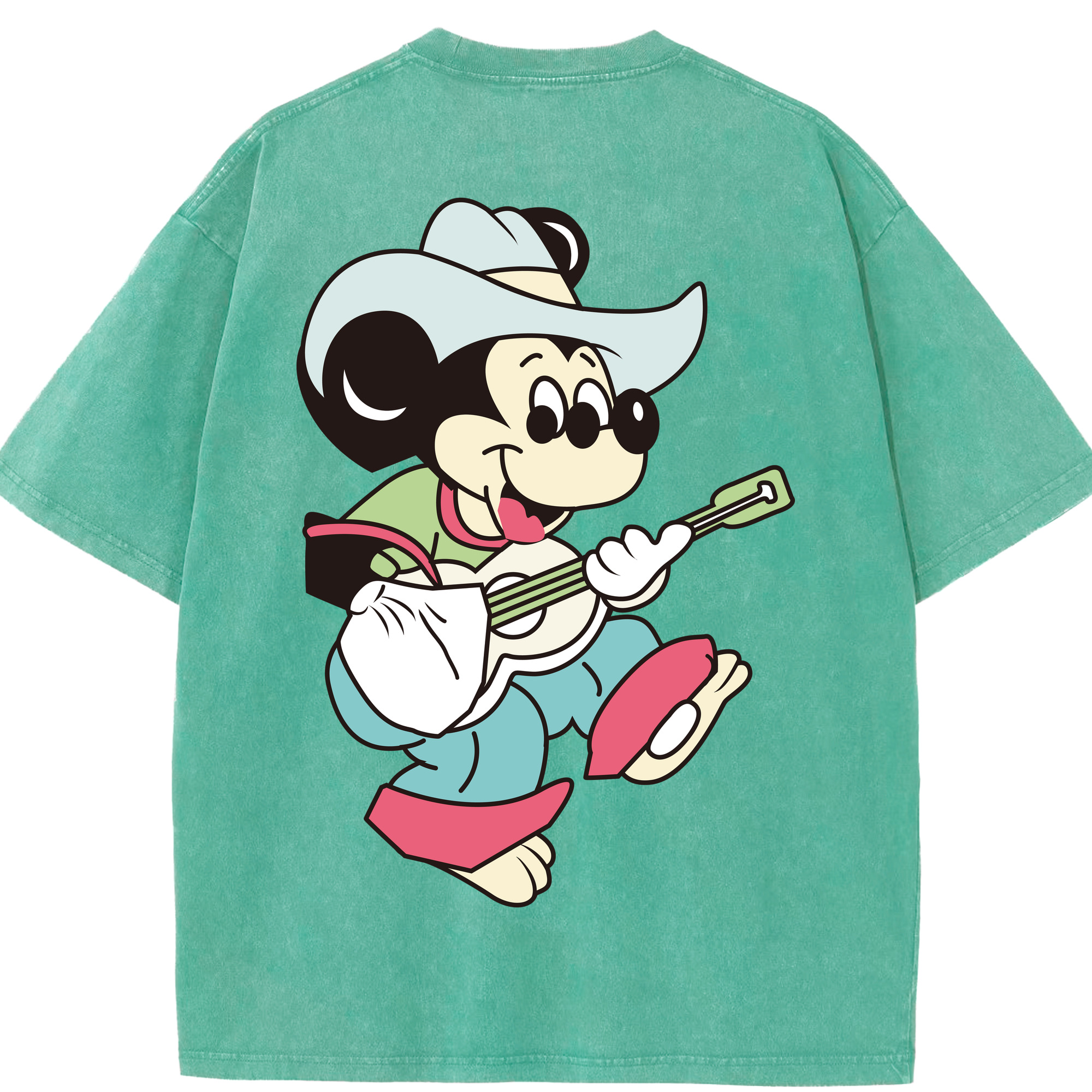 （画像用） ミッキーマウス Mickey Mouse 綿100% ヴィンテージ風 半袖Tシャツ（背面プリント）